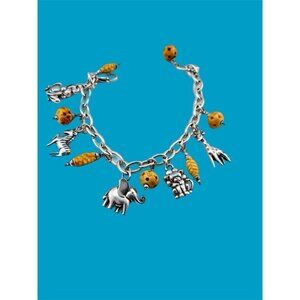 Brighton African Safari Animal Elephant Monkey Giraffe Zebra Charm Bracelet.NWOT